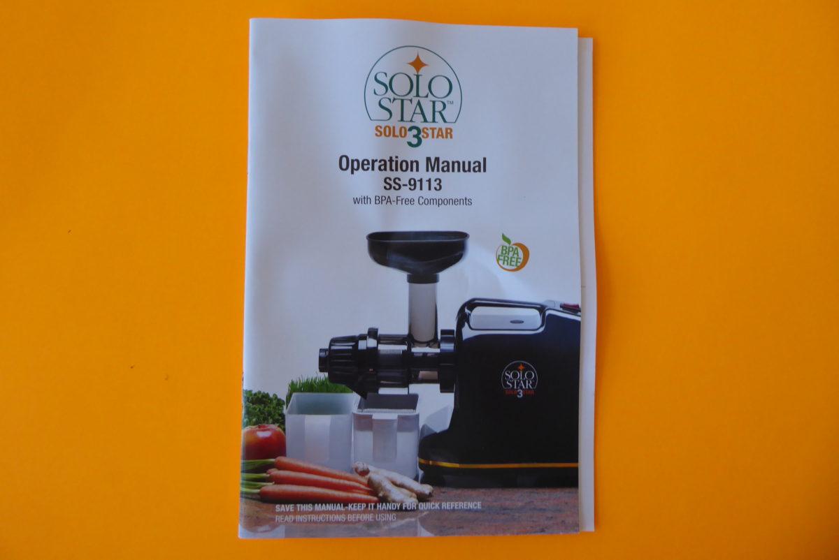 Owners Manual Solostar 3 Juicer Vitality Plus